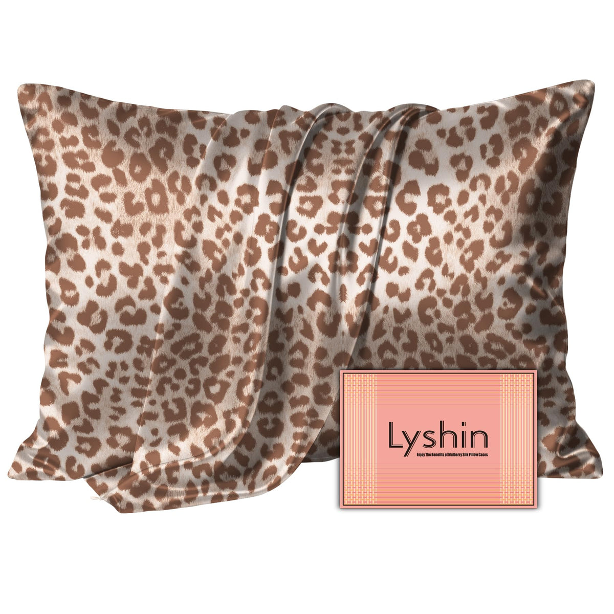 LYSHIN Silk Pillow Cases 2 Pack Standard Size with Zipper, Champagne