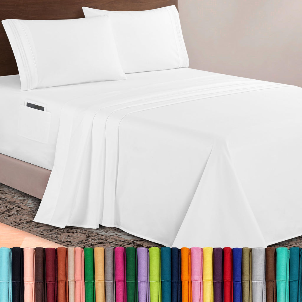 Elegant Comfort Luxurious 1500 Premium Hotel Quality Microfiber Three Line Embroidered Softest 4-Piece Bed Sheet Set, Wrinkle and Fade Resistant, Queen, Light Pink