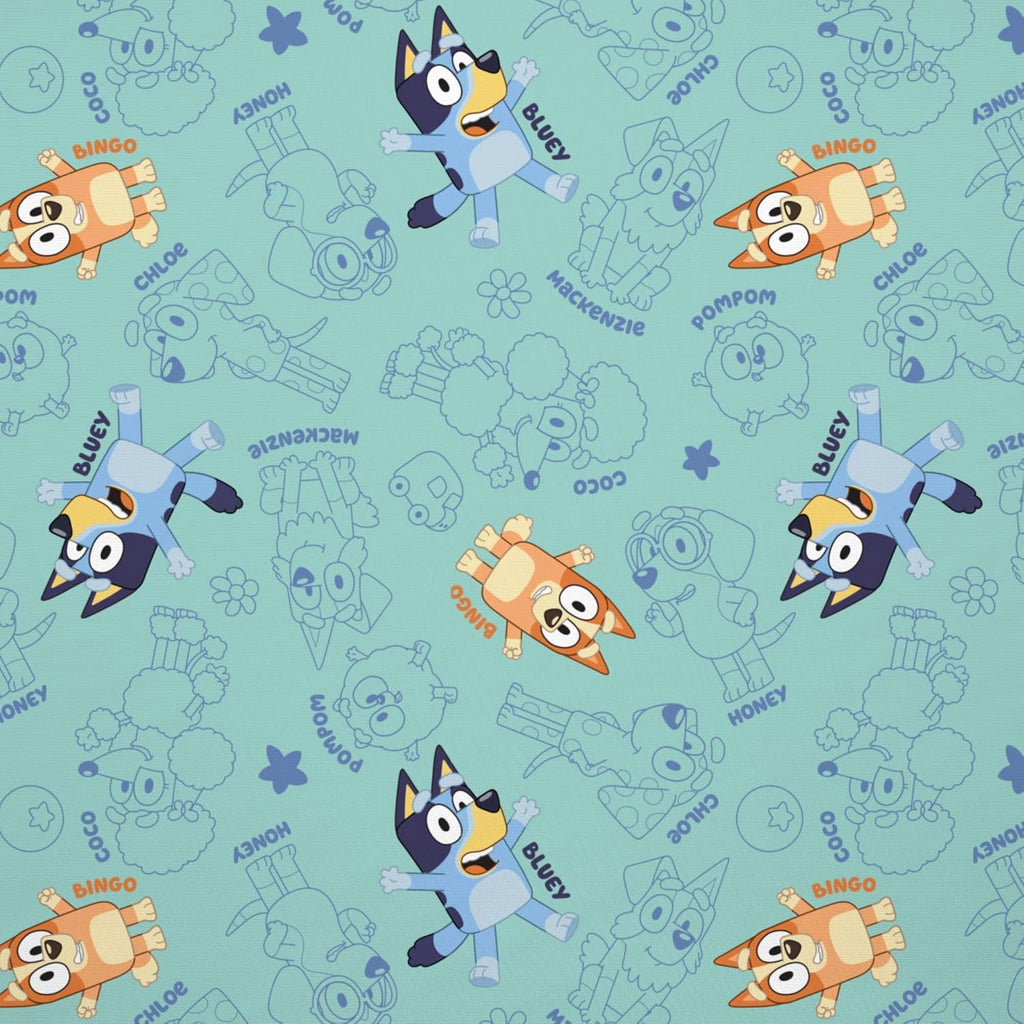 Bluey Sheet Set - Fits Toddler Bed or Crib Mattress - Fitted Sheet and Pillow Case, Green