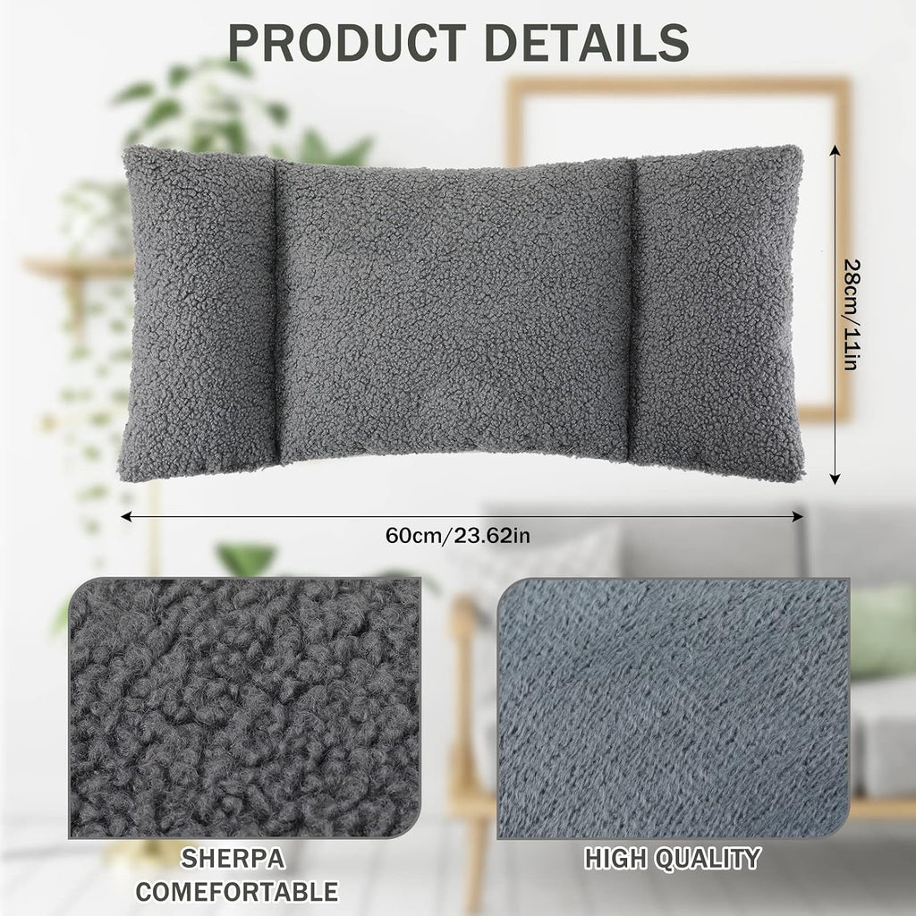 Queekay Fleece Lumbar Support Pillow 3 Section for Office Chair, Gray