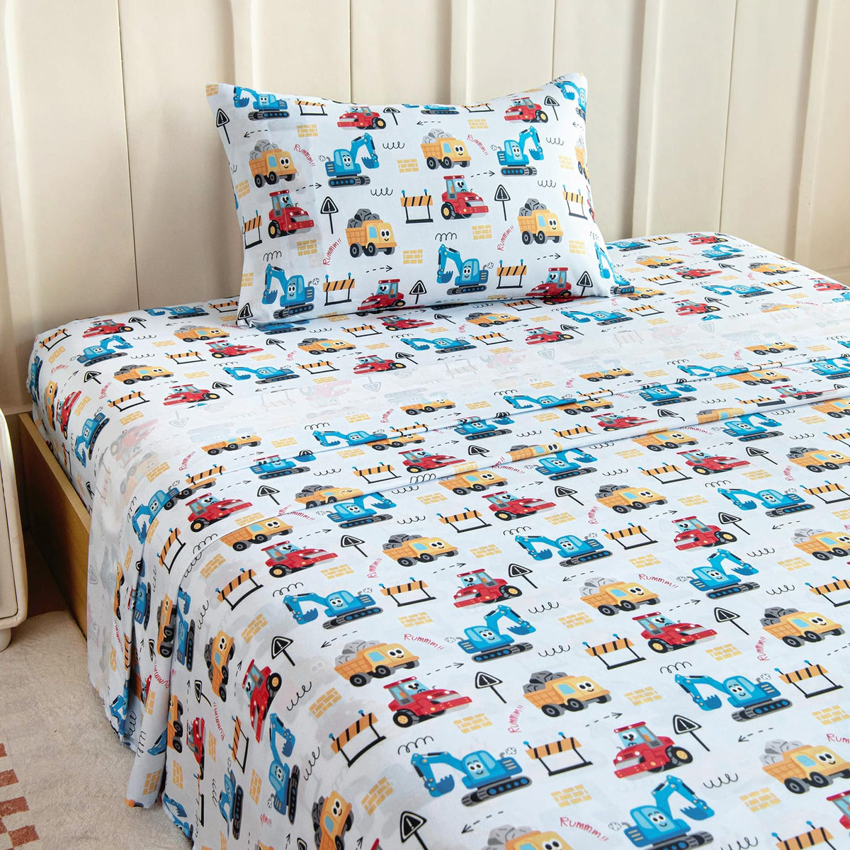 Full Sheet Set Kids - Pink Check 4 Pieces Soft Microfiber Cartoon Style Bedsheets for Boys Girls Teens, Oeko TEX Breathable 15 Inch Deep Pocket Sheets(Pink Bow)