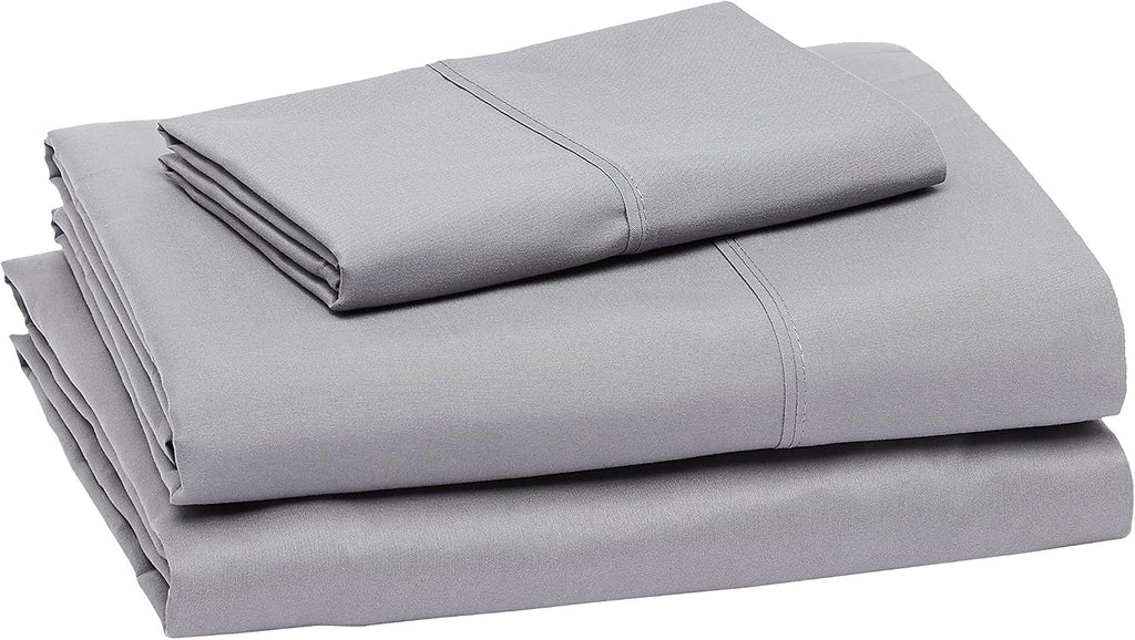 Amazon Basics Lightweight Super Soft Easy Care Wrinkle-Free Breathable Brushed Microfiber 3-Piece Bed Sheet Set with 14-Inch Deep Pockets, Twin, Dark Gray, Solid