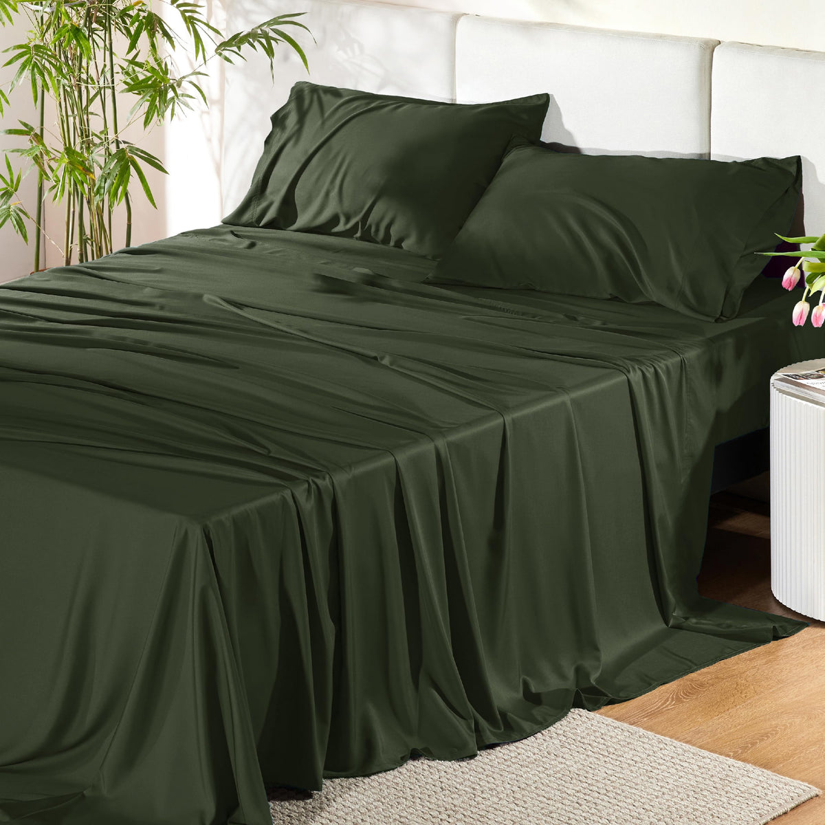 Bedsure PureWoven 100% Rayon Derived from Bamboo, King Size Sheets Set