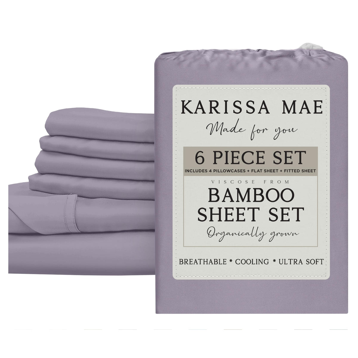 KARISSA MAE 7 Piece Luxury Bamboo Viscose Split King Sheets, FSC Certified
