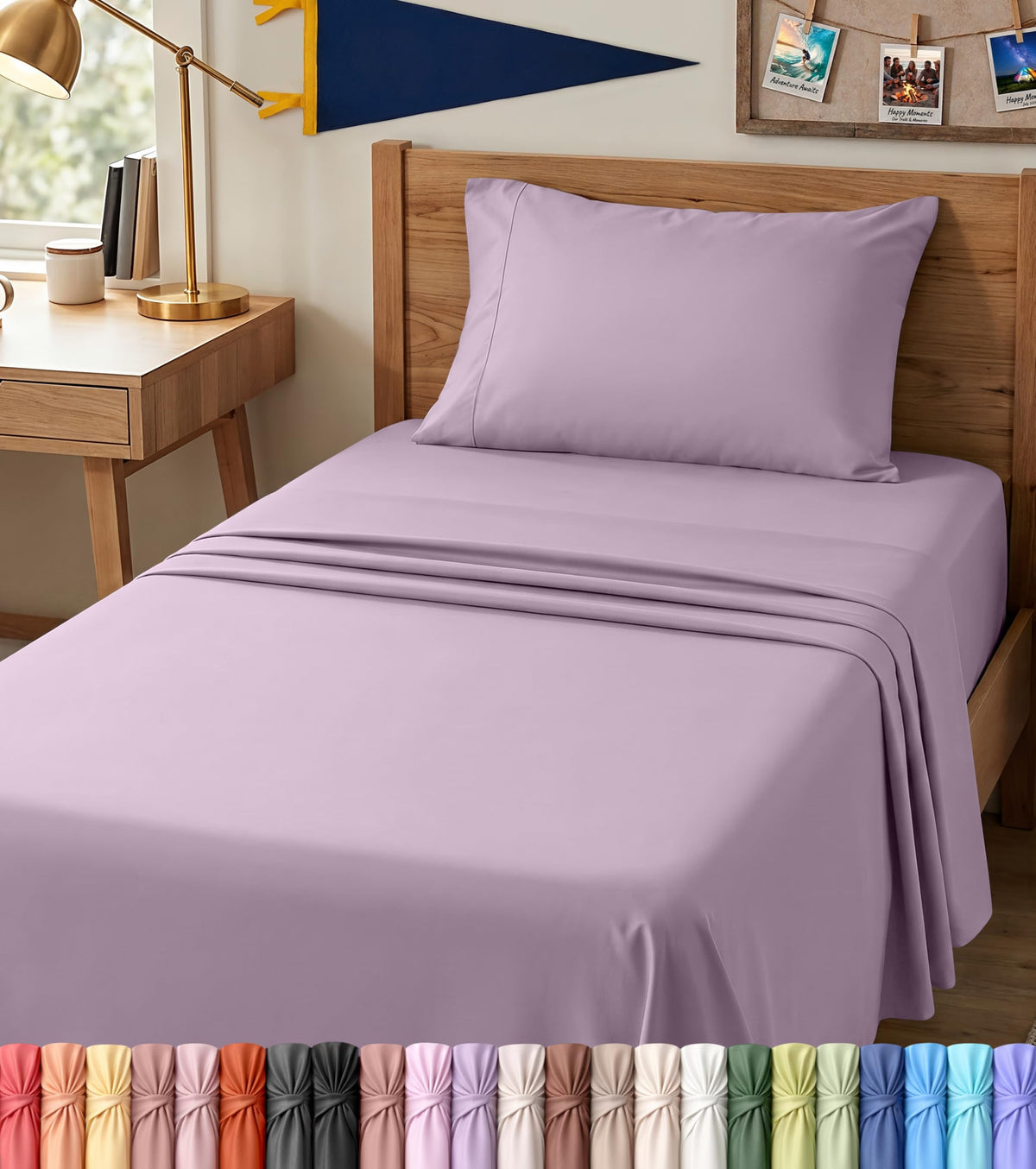 King Sheets Set, 4 Pieces 16" Deep Pocket Hotel Luxury Bed Sheets, Grey