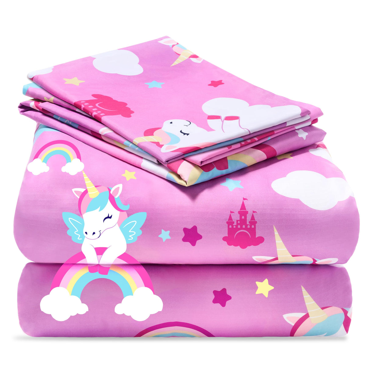 Joiedomi Kids Twin Sheet Set Unicorn - 3 Piece Soft Microfiber Bed Sheets - Deep Pocket Wrinkle Free, Cozy Toddler Bedding Set, Fade Resistant Breathable for Boys Girls Teens