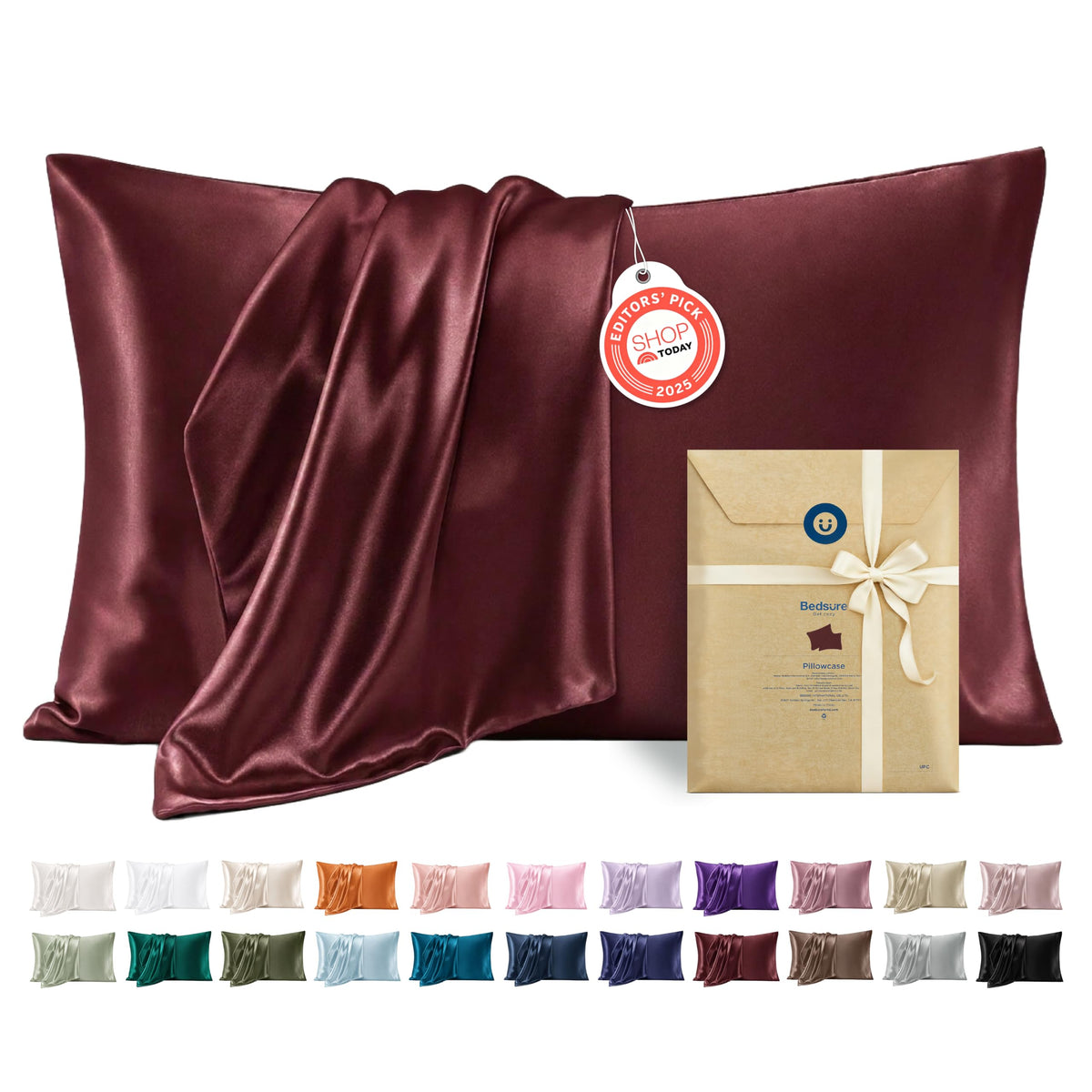 Bedsure Satin Pillowcases Queen Set of 2, Similar to Silk Pillow Cases Grey