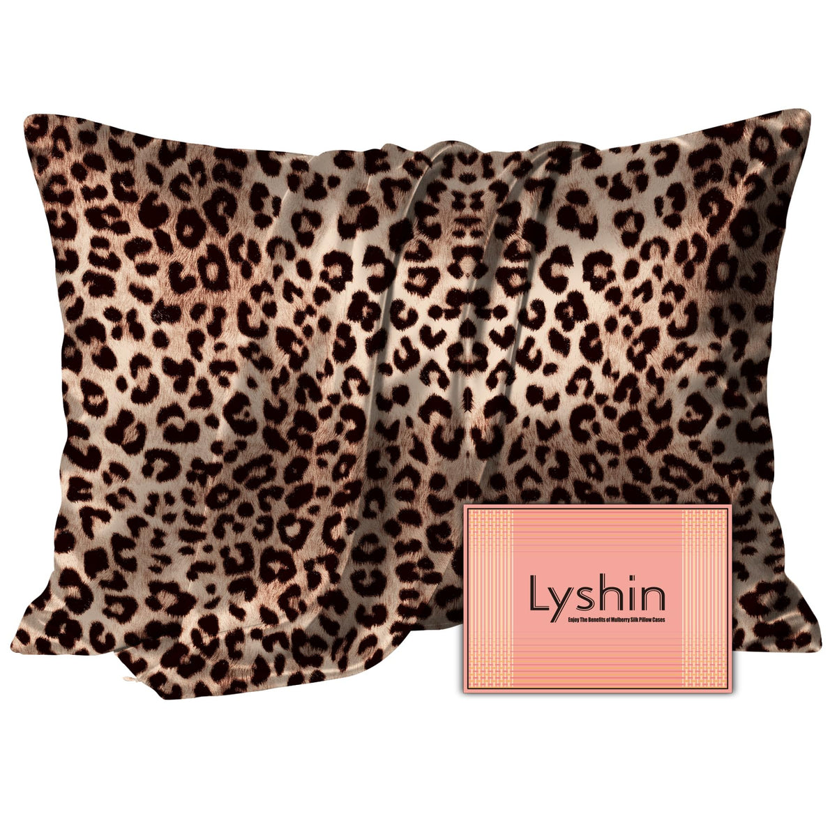 LYSHIN Silk Pillow Cases 2 Pack Standard Size with Zipper, Champagne
