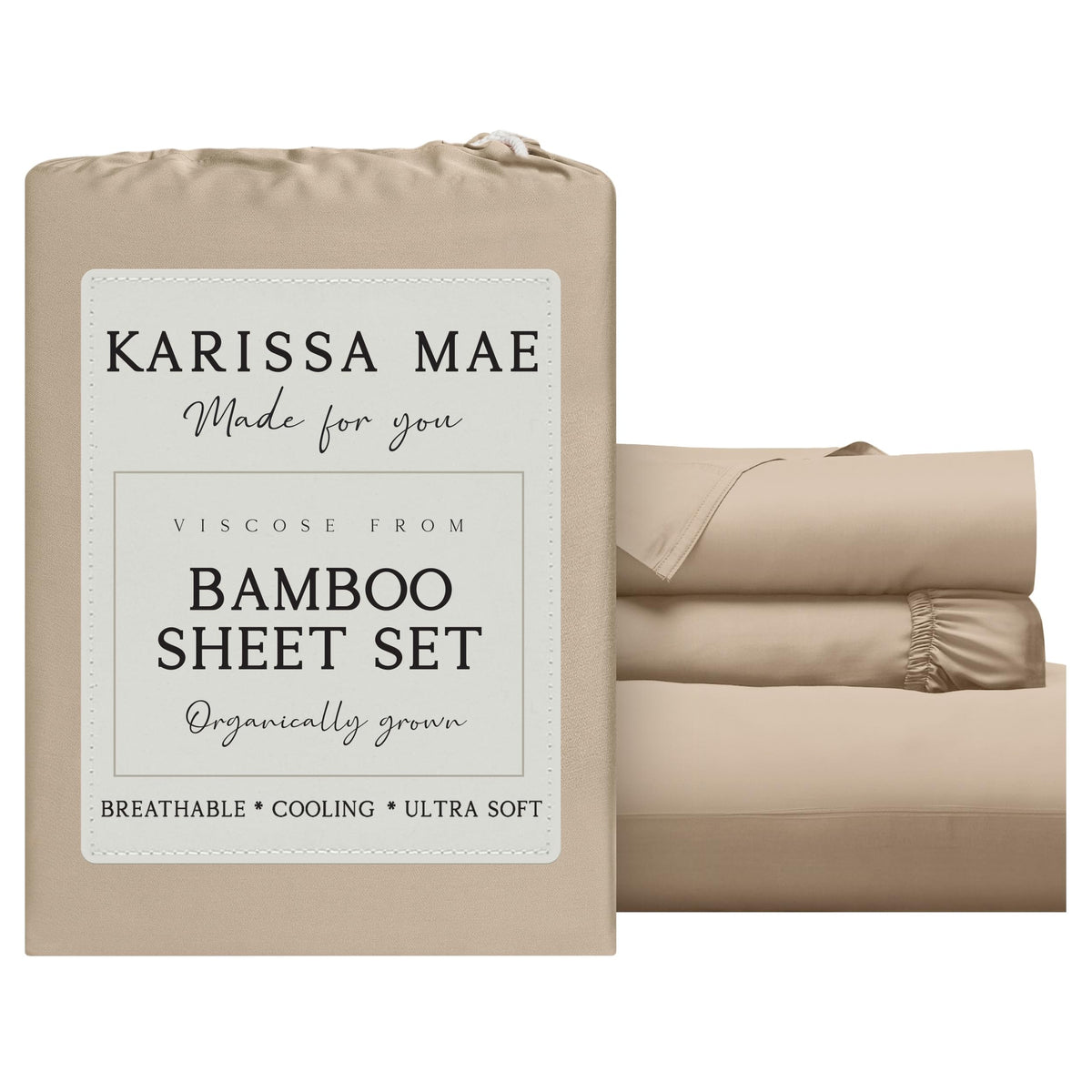 KARISSA MAE 7 Piece Luxury Bamboo Viscose Split King Sheets, FSC Certified