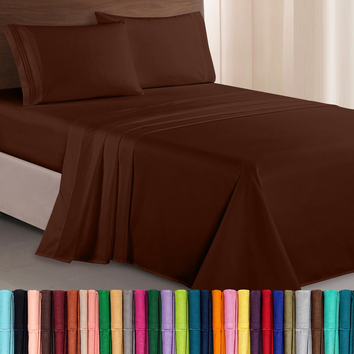 Elegant Comfort Luxurious 1500 Premium Hotel Quality Microfiber Three Line Embroidered Softest 4-Piece Bed Sheet Set, Wrinkle and Fade Resistant, Queen, Light Pink