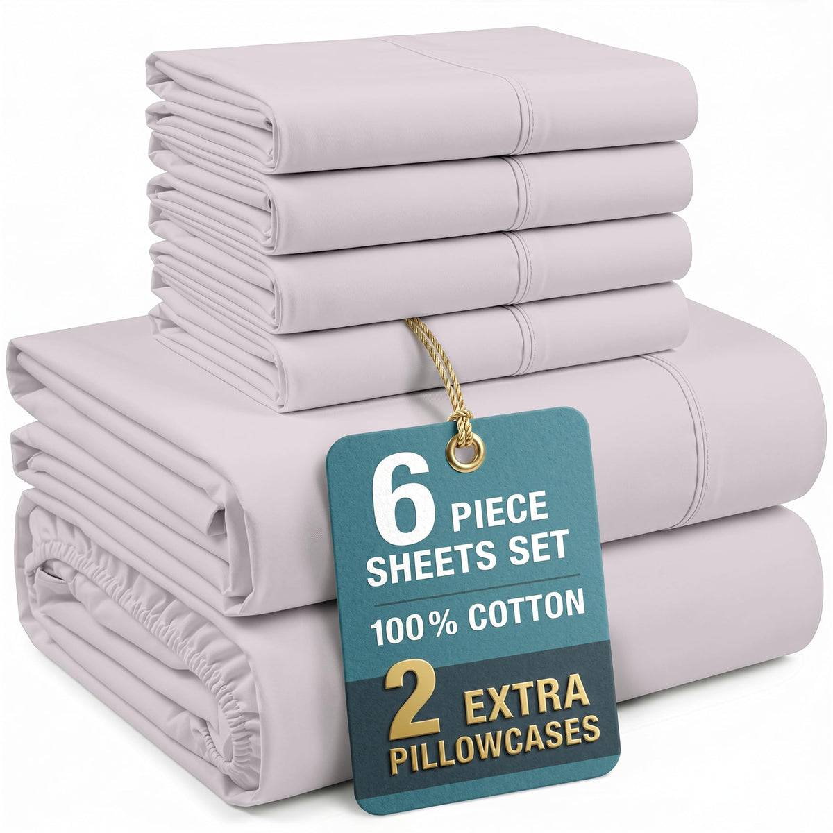 Casa Platino King Size Sheets Set –100% Cotton King Sheets with 4 Pillowcases, Lightweight Feel & Secure Fit, Crisp & Breathable Percale Weave with 15" Deep Pocket, Soft and Cozy – Pure White