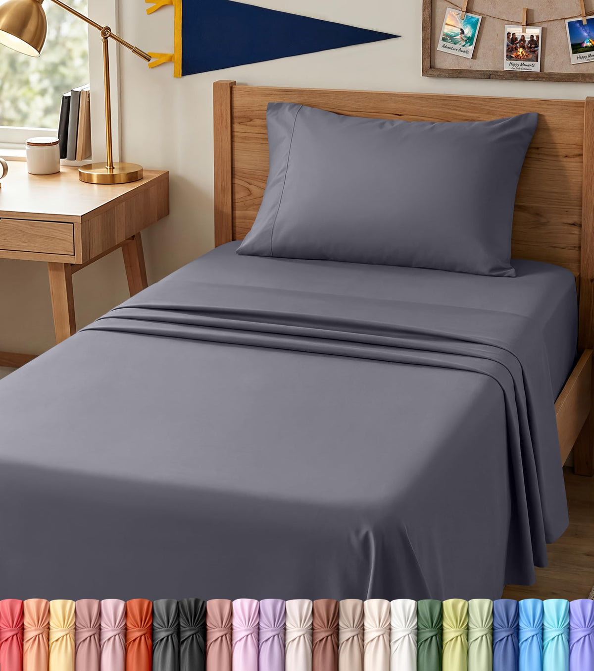 Queen Sheets Set, 4 Pieces 16" Deep Pocket Hotel Luxury Bed Sheets, Brown