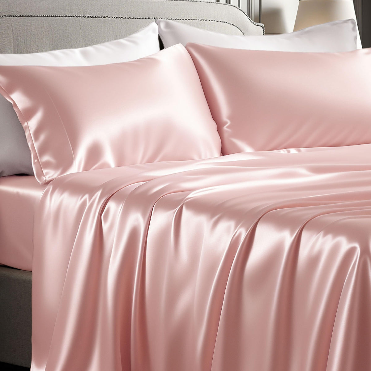 Bedsure Black Satin Sheets Queen Size, Soft Silky Bedsheet for Hair & Skin