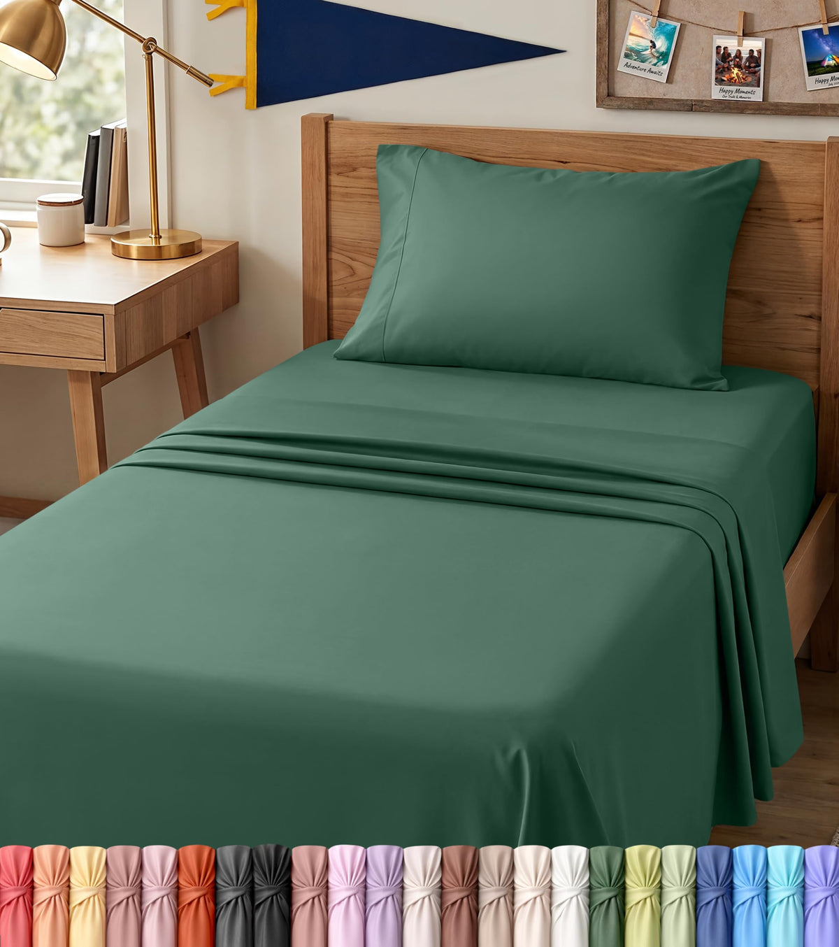 Queen Sheets Set, 4 Pieces 16" Deep Pocket Hotel Luxury Bed Sheets, Brown