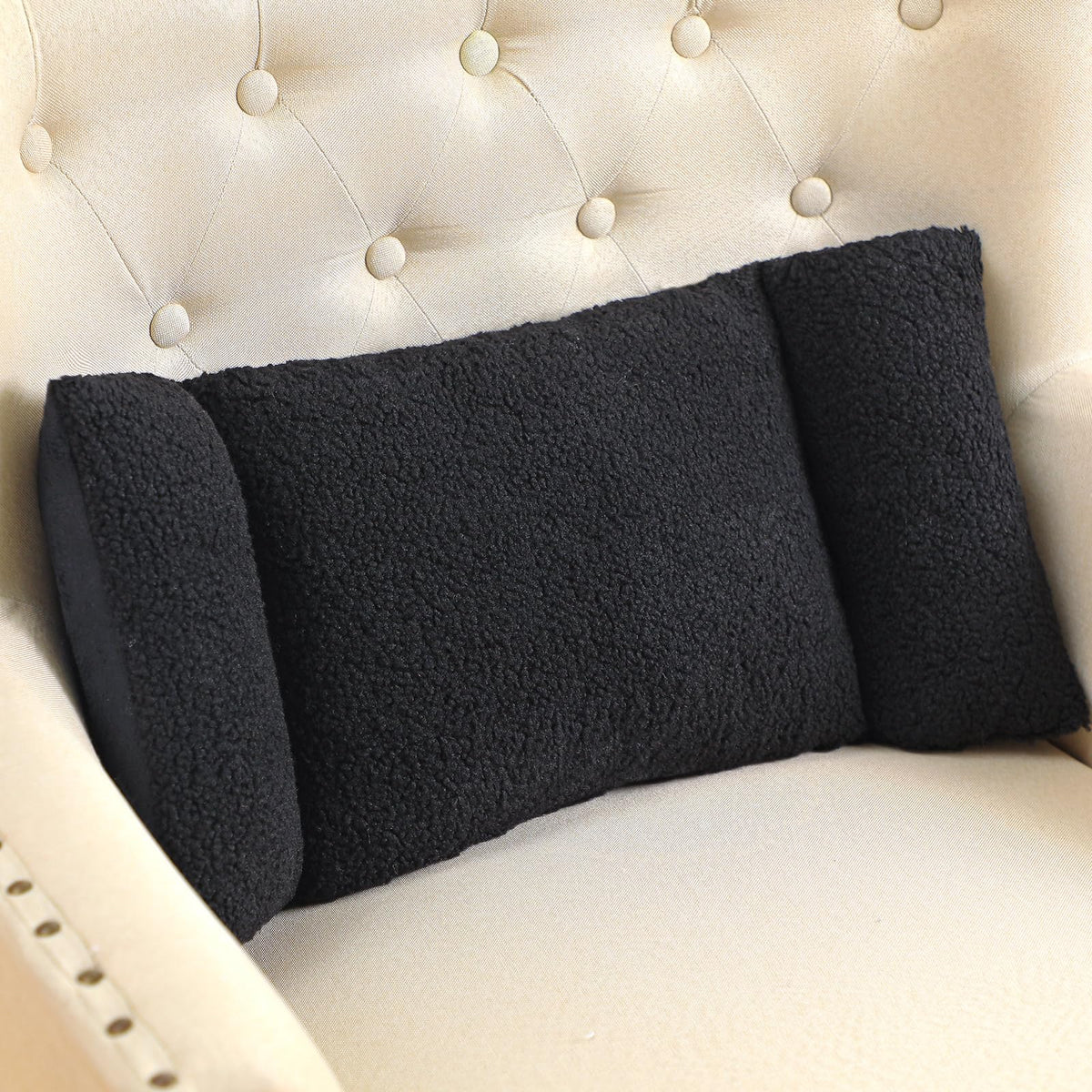 Queekay Fleece Lumbar Support Pillow 3 Section for Office Chair, Gray