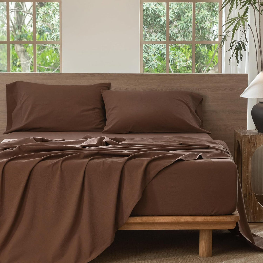 MooMee Sheet Set 100% Washed Cotton Lived-in Extra Deep Pocket King