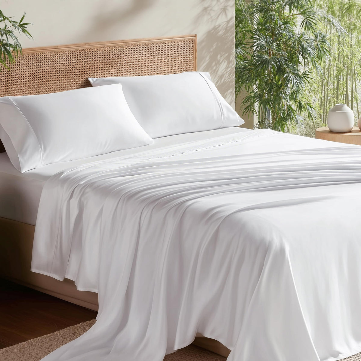 Bedsure PureWoven 100% Rayon Derived from Bamboo, Queen Sheets, 4 Pieces