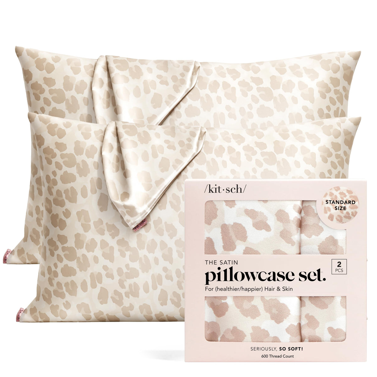 Kitsch Satin Pillowcase with Zipper - 2 pcs Standard Size, Aura