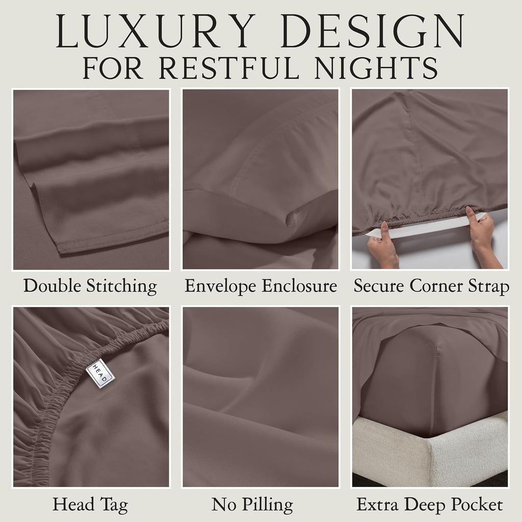 KARISSA MAE 7 Piece Luxury Bamboo Viscose Split King Sheets, FSC Certified