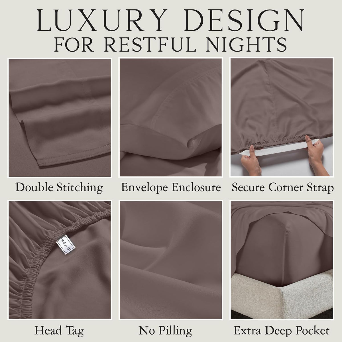 KARISSA MAE 7 Piece Luxury Bamboo Viscose Split King Sheets, FSC Certified