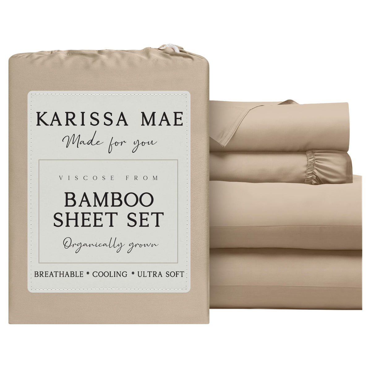 KARISSA MAE 7 Piece Luxury Bamboo Viscose Split King Sheets, FSC Certified