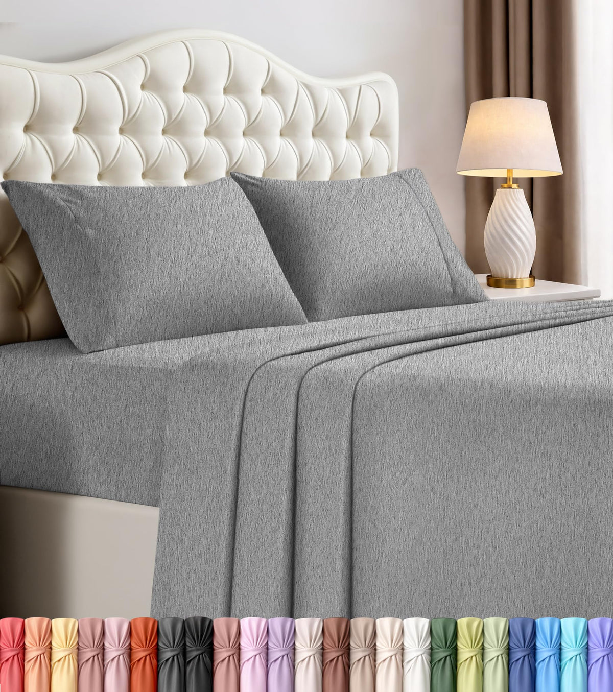 Queen Sheets Set, 4 Pieces 16" Deep Pocket Hotel Luxury Bed Sheets, Brown