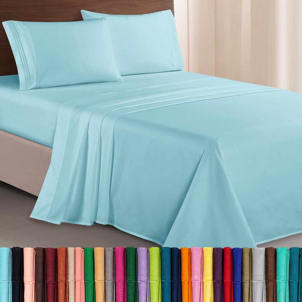 Elegant Comfort Luxurious 1500 Premium Hotel Quality Microfiber Three Line Embroidered Softest 4-Piece Bed Sheet Set, Wrinkle and Fade Resistant, Queen, Light Pink