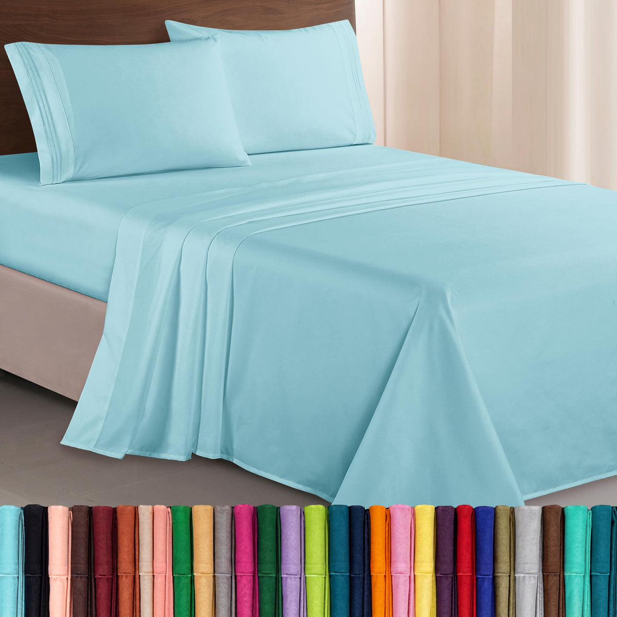 Elegant Comfort Luxurious 1500 Premium Hotel Quality Microfiber Three Line Embroidered Softest 4-Piece Bed Sheet Set, Wrinkle and Fade Resistant, Queen, Light Pink