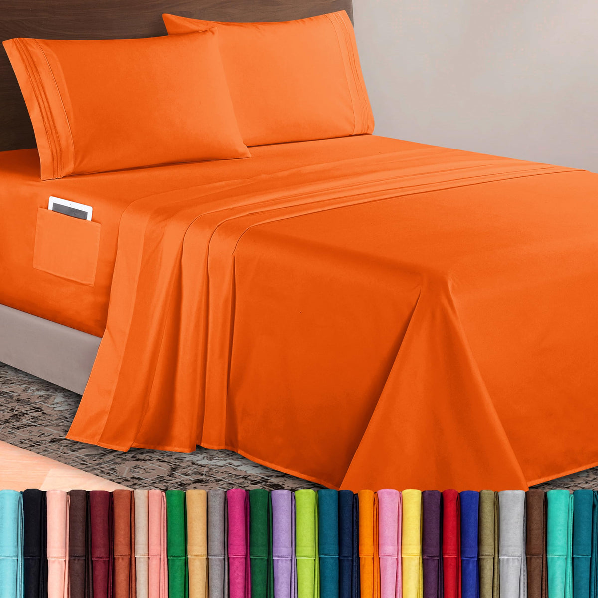Elegant Comfort Luxurious 1500 Premium Hotel Quality Microfiber Three Line Embroidered Softest 4-Piece Bed Sheet Set, Wrinkle and Fade Resistant, Queen, Light Pink