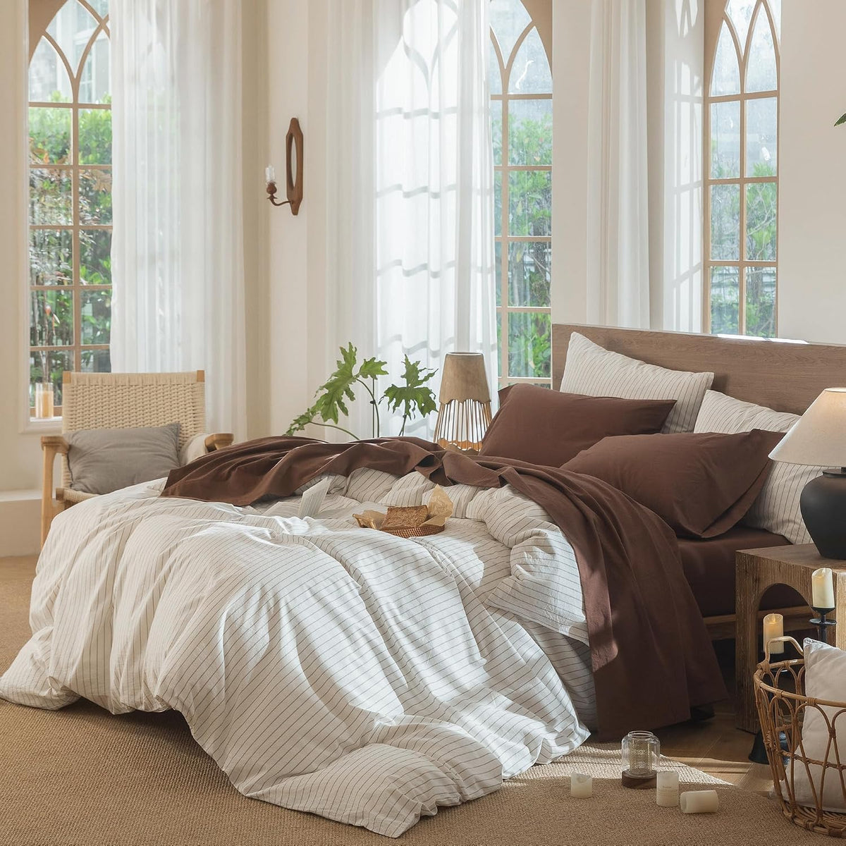 MooMee Sheet Set 100% Washed Cotton Lived-in Extra Deep Pocket King