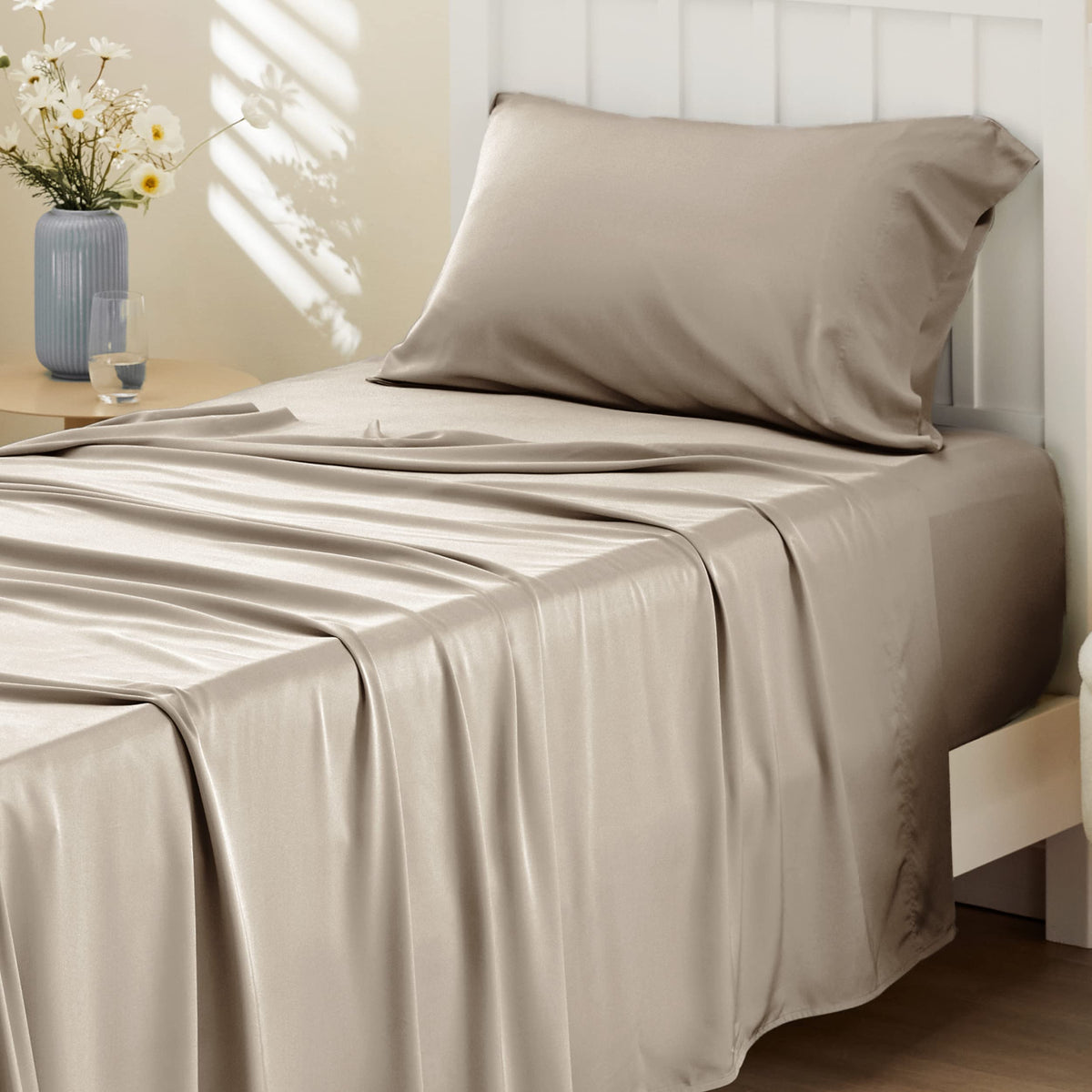 Bedsure PureWoven 100% Rayon Derived from Bamboo, King Size Sheets Set