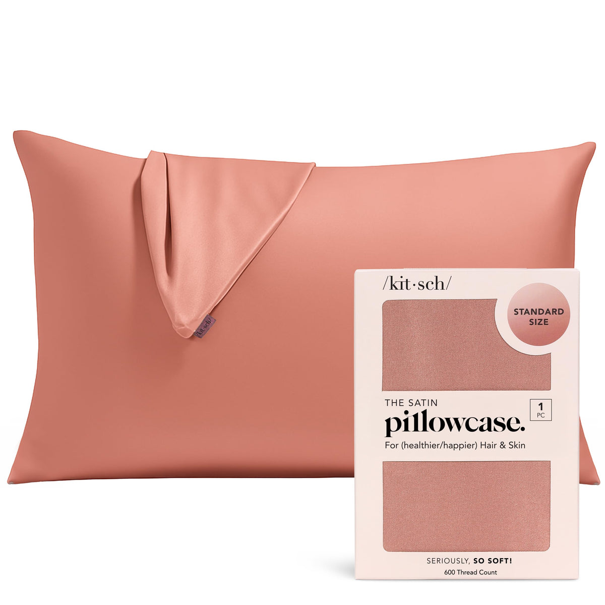 Kitsch Satin Pillowcase with Zipper - 2 pcs Standard Size, Aura
