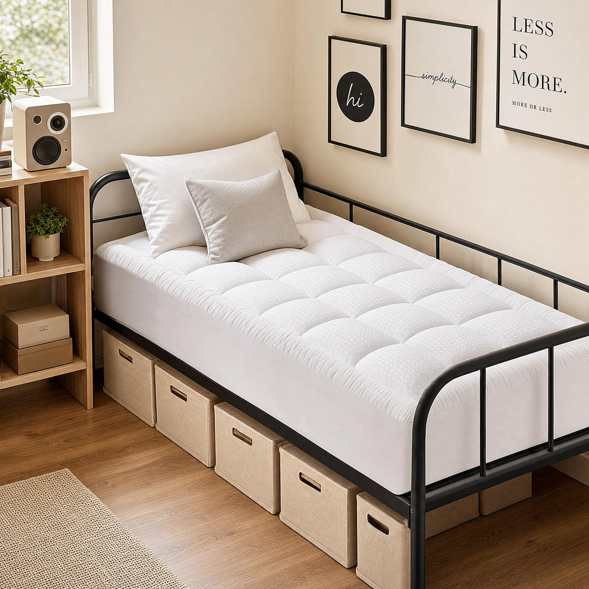 HYLEORY Queen Mattress Pad Quilted Fitted Mattress Protector Cooling Pillow Top Mattress Cover Breathable Fluffy Soft Mattress Topper with 8-21" Deep Pocket