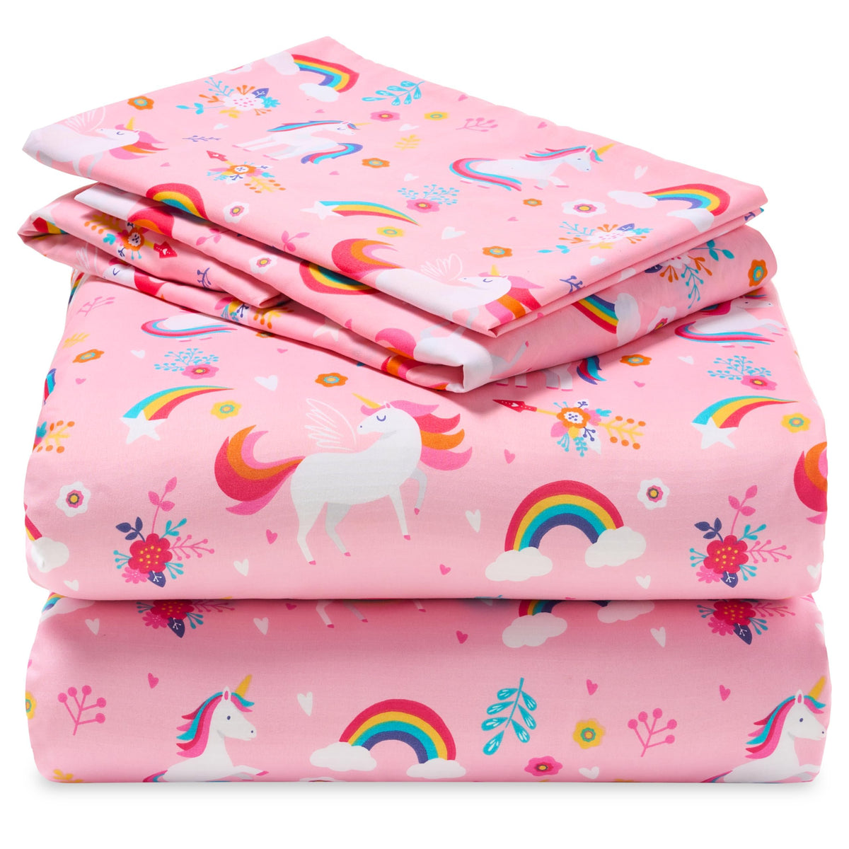 Joiedomi Kids Twin Sheet Set Unicorn - 3 Piece Soft Microfiber Bed Sheets - Deep Pocket Wrinkle Free, Cozy Toddler Bedding Set, Fade Resistant Breathable for Boys Girls Teens