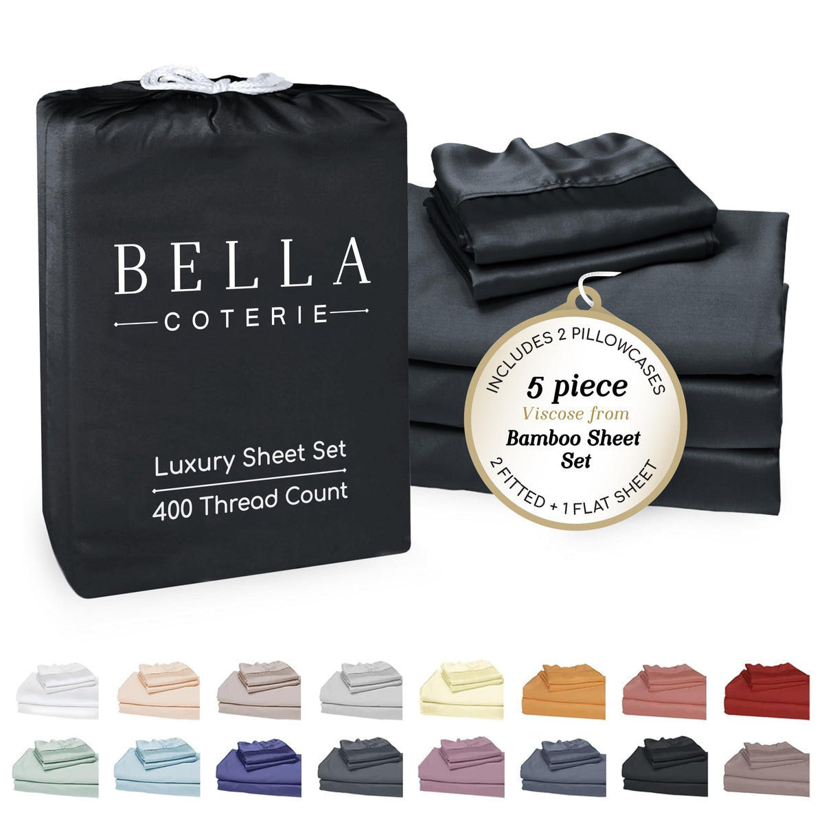 Bella Coterie Luxury Bamboo Viscose Queen Size Sheet Set