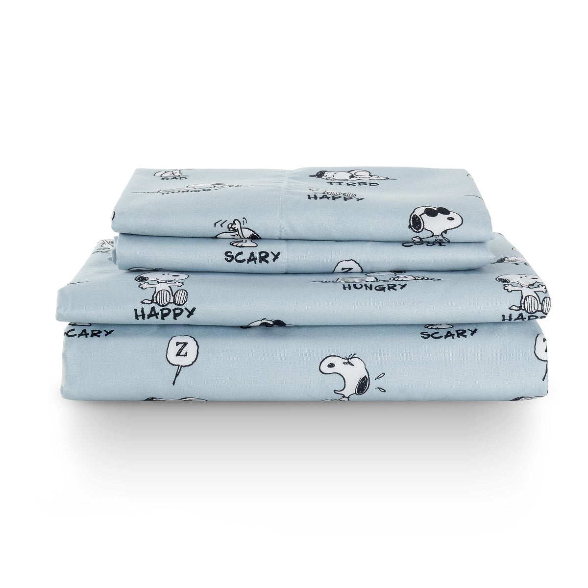 Berkshire Peanuts® Sheet Set Queen Size - 4 Pieces,Cute Character Snoopy Printed Soft Microfiber Bed Sheets,Peanuts Poses and Paws Grey