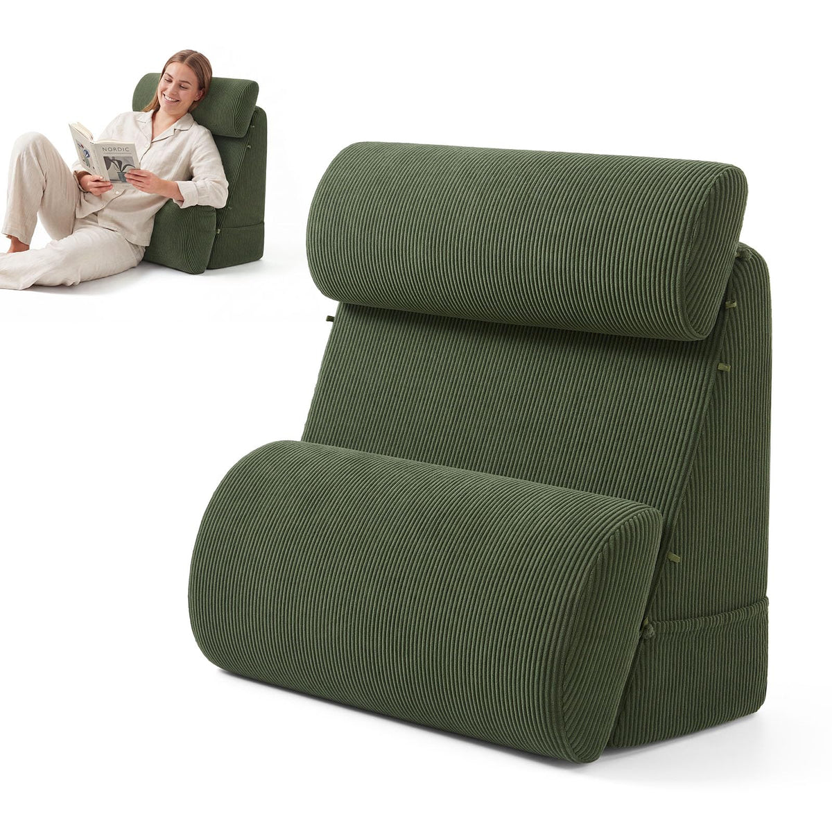 Blissful Diary Reading Pillow, Wide Backrest with Adjustable Support, Beige
