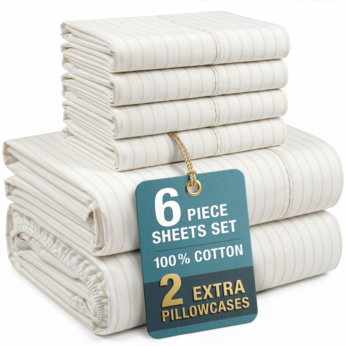 Casa Platino King Size Sheets Set –100% Cotton King Sheets with 4 Pillowcases, Lightweight Feel & Secure Fit, Crisp & Breathable Percale Weave with 15" Deep Pocket, Soft and Cozy – Pure White