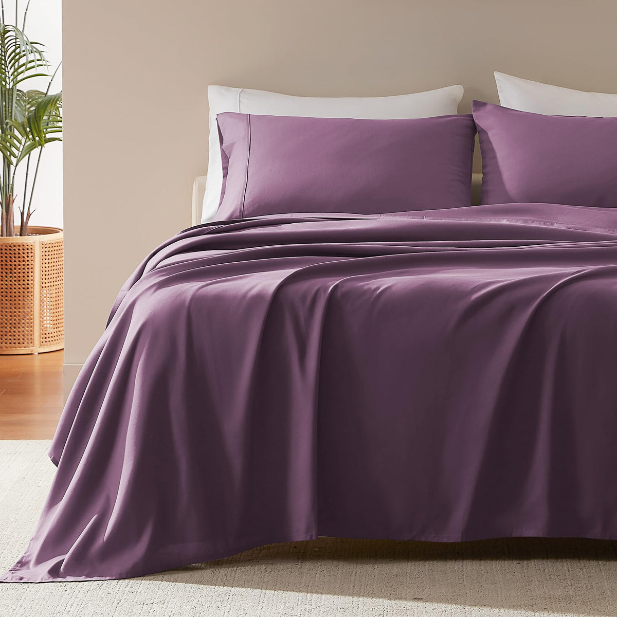 SLEEP ZONE Striped Cooling Queen Sheets Set - Fitted Flat Sheet & Pillowcase Sets 4 Piece - Super Soft Stripe Bed Sheet, Easy Care, Deep Pocket (Teal, Queen)