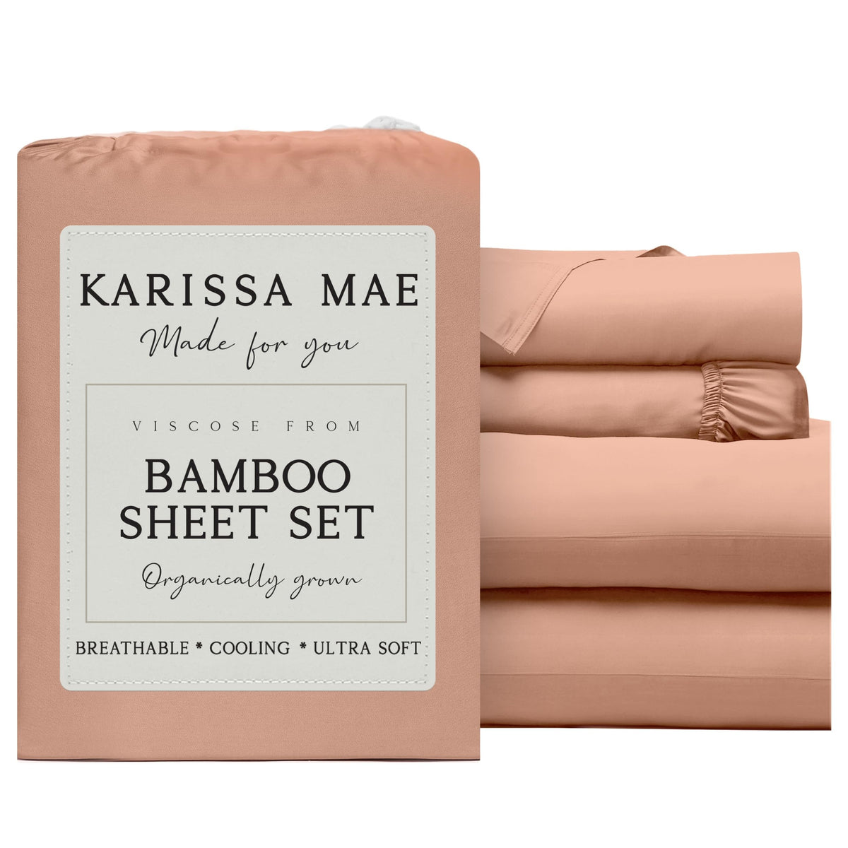 KARISSA MAE 7 Piece Luxury Bamboo Viscose Split King Sheets, FSC Certified