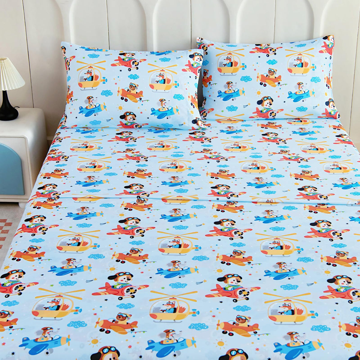 Full Sheet Set Kids - Pink Check 4 Pieces Soft Microfiber Cartoon Style Bedsheets for Boys Girls Teens, Oeko TEX Breathable 15 Inch Deep Pocket Sheets(Pink Bow)