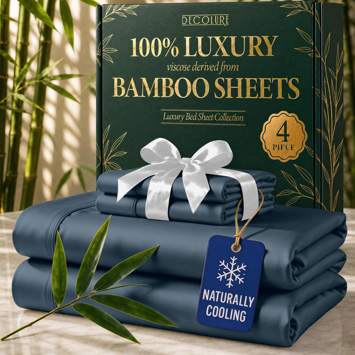 DECOLURE 100% Viscose Derived from Bamboo Sheets Queen Size | 6 Pc Bed Set