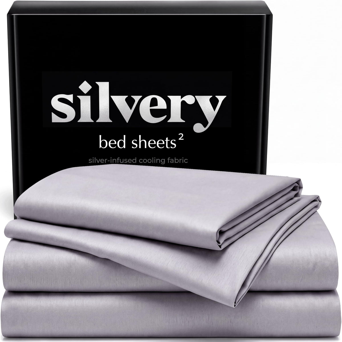 Silvery Silver Infused Ice Blue Bed Sheets Set - Award-Winning Self-Cooling Fabric with Self-Cleaning Silvery Technology that Stays Fresh 3X Longer for Hygienic Sleep