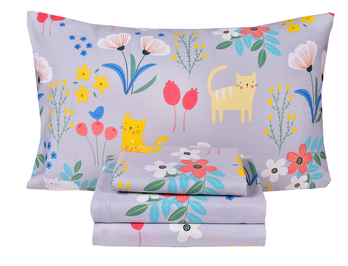 Scientific Sleep Moon & Stars Boys Girls 100% Cotton 3 Pcs Twin Bed Sheet Set Kids Toddler Teen, Flat Sheet & Fitted Sheet & Pillowcase Kids Bedding Set