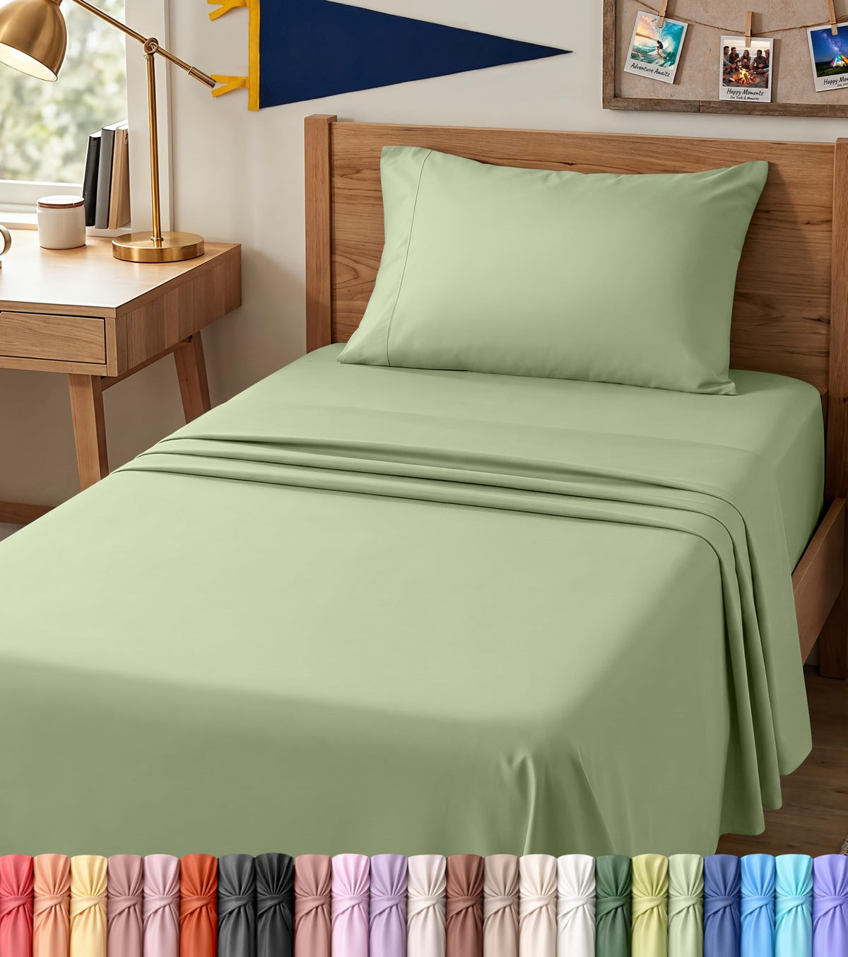 Twin Sheets Set, 3 Pieces 16" Deep Pocket Hotel Luxury Bed Sheets, Grey
