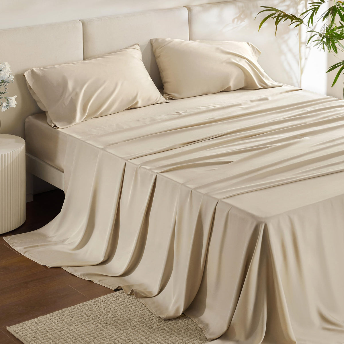 Bedsure PureWoven 100% Rayon Derived from Bamboo, King Size Sheets Set