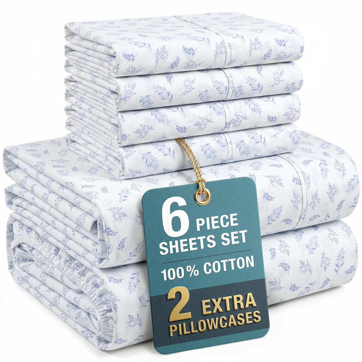 Casa Platino King Size Sheets Set –100% Cotton King Sheets with 4 Pillowcases, Lightweight Feel & Secure Fit, Crisp & Breathable Percale Weave with 15" Deep Pocket, Soft and Cozy – Pure White