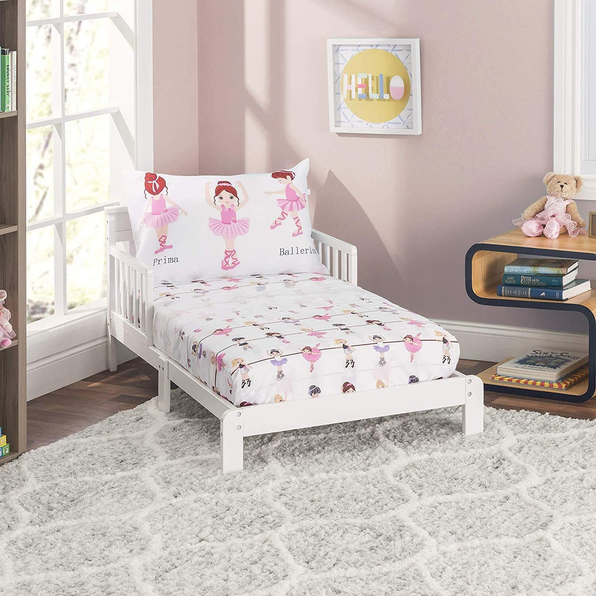 Everyday Kids Toddler Fitted Sheet and Pillowcase Set -Princess Storyland- Soft Breathable Microfiber Toddler Sheet Set