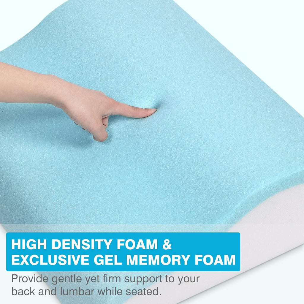 Back Support Pillow for Recliner Dual Layer Lumbar Support Pillow with Gel Memory Foam Ergonomic Orthopedic Lumbar Cushions for Elderly Lower Back Pain Relief Washable Cover Dark Grey