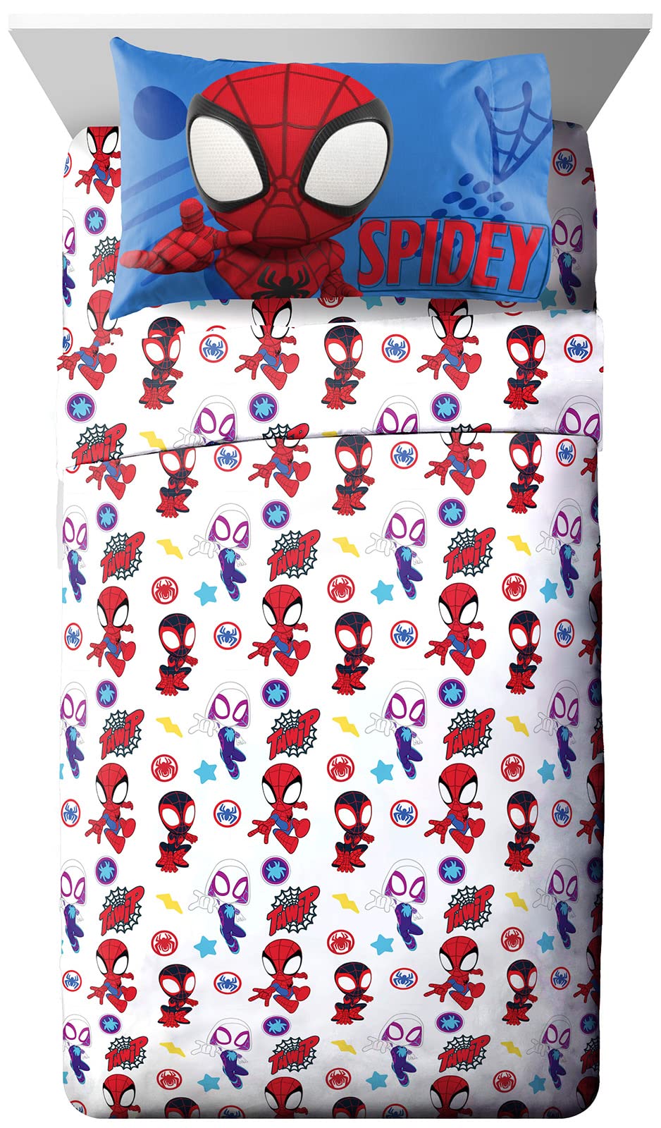 Jay Franco Kids Sheet Set with Fitted, Flat Sheets & Pillow Cover - Ultra-Soft Bedding with Pillowcase for Room Decor, White - Bluey, 3 Piece Toddler